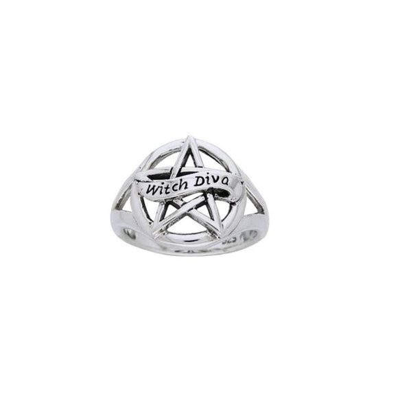 Pentacle Witch Diva Sterling Silver Ring, Sizes 5, 7 and 8 - Picture 6 of 6